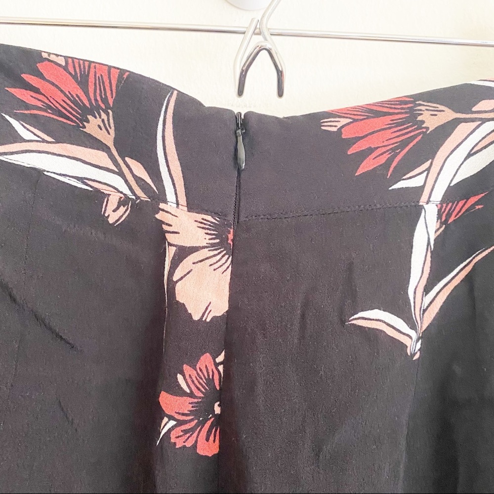 Eva Longoria Floral Ribbon Stripe Wide Leg Crepe Trouser Pant Black Pink 6 - Picture 8 of 12